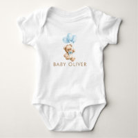 Teddy Bear and Blue Balloons Cute Baby Shower Gift
