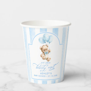Teddy Bear and Blue Balloons Cute Baby Shower  Paper Cups