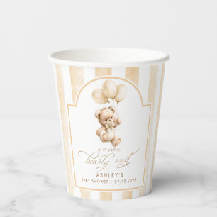 Teddy Bear and Brown Balloons Cute Baby Shower  Paper Cups