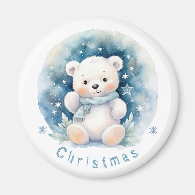 Teddy Bear and Christmas  Magnet (Front)