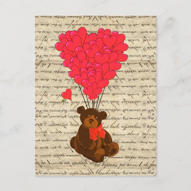 Teddy bear and heart postcard (Front)