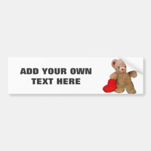 Teddy Bear and Heart with Your Text Bumper Sticker