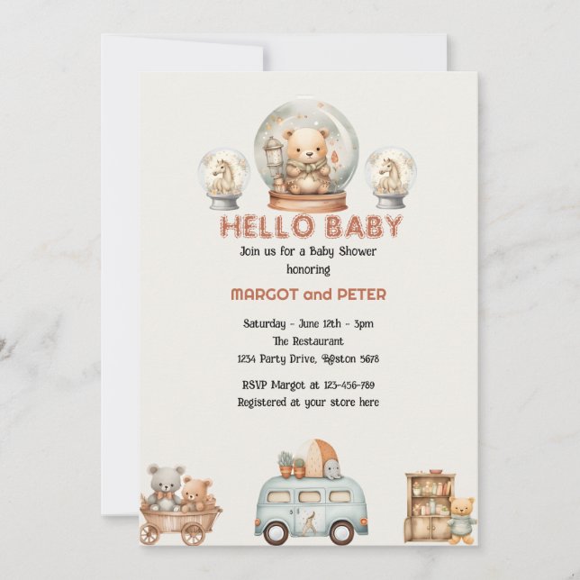 Teddy Bear and horse Baby Shower  Invitation (Front)