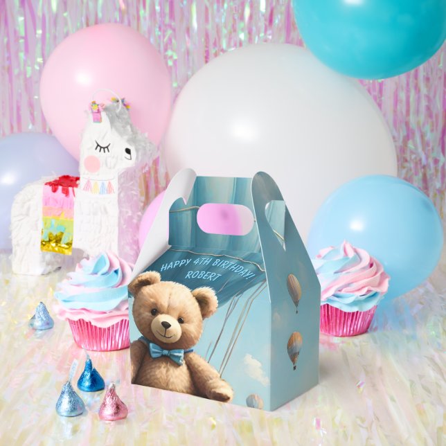 Teddy Bear and Hot Air Balloons Favour Box (Party)