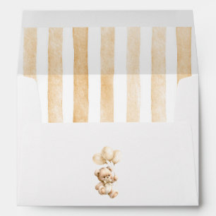 Teddy Bear and Light Brown Balloons Baby Shower Envelope