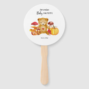Teddy Bear and Mushroom Wonderland Hand Fan