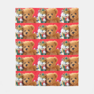 Teddy bear and nutcracker fleece blanket