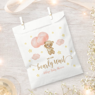 Teddy Bear and Pink Balloons Baby Shower Favour Bags
