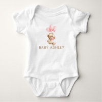 Teddy Bear and Pink Balloons Cute Baby Shower Gift