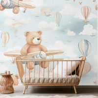 Teddy Bear and Plane Kids Seamless Pattern