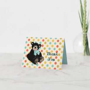 Teddy Bear and Polka Dots Thank You Note Card