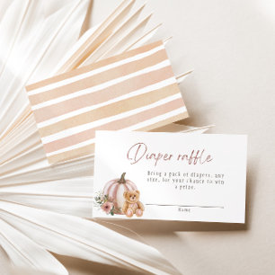 Teddy Bear and Pumpkin Diaper Raffle Enclosure Card