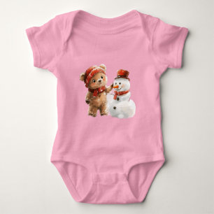 Teddy Bear and Snowman Baby Bodysuit