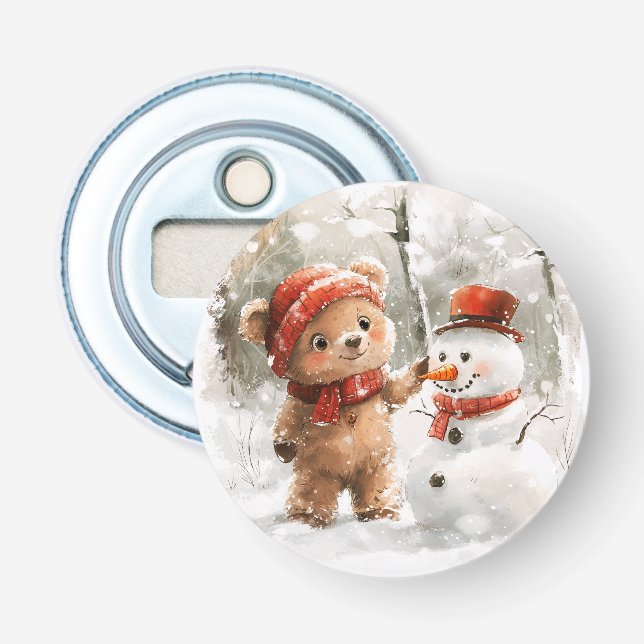 Teddy Bear and Snowman Bottle Opener (Front)