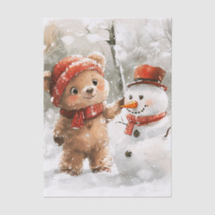 Teddy Bear and Snowman Tissue Paper