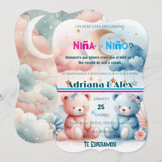 Teddy Bear and Stars Baby Shower Custom  (Front/Back)