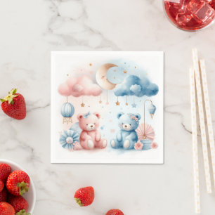 Teddy Bear and Stars Baby Shower Custom Napkin