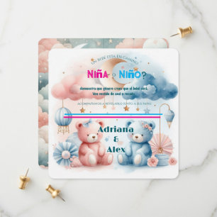 Teddy Bear and Stars Gender Reveal Custom  Save The Date