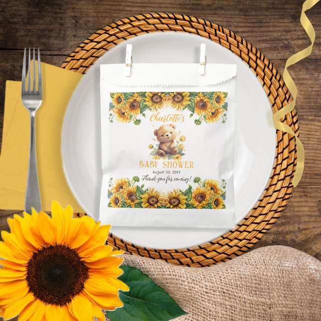 Teddy Bear and Sunflowers Baby Shower Favour Bags (Creator Uploaded)
