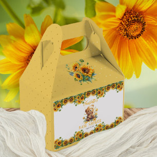 Teddy Bear and Sunflowers Baby Shower Favour Box