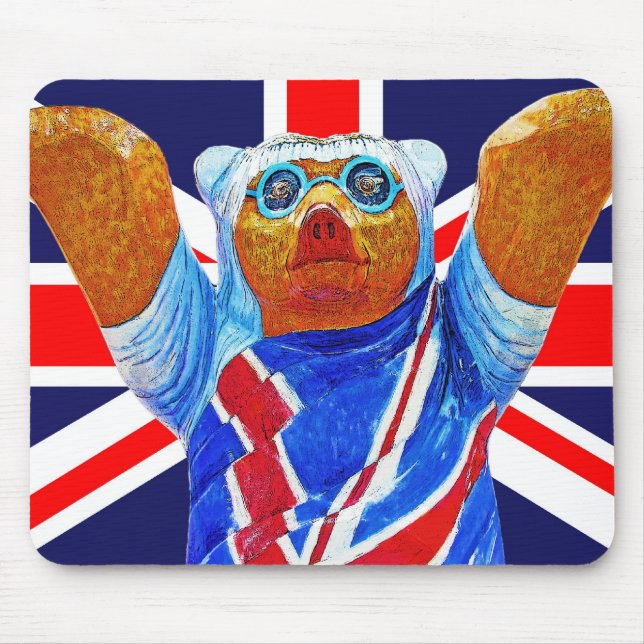 Teddy Bear and Union Jack (UK) Flag Mouse Pad (Front)