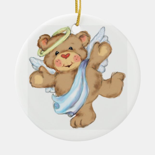 Teddy Bear Angel Ceramic Tree Decoration (Front)