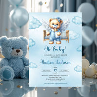 Teddy bear angels wings with baby crib