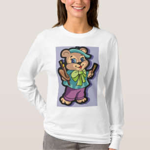 Teddy Bear Artist with Beret and Paint Brushes T-Shirt
