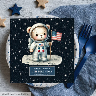 Teddy Bear Astronaut Party Napkins Boy Birthday