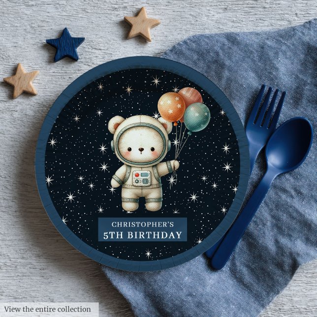 Teddy Bear Astronaut Shower Paper Plates Baby Boy (Teddy Bear Astronaut Shower Paper Plates Baby Boy)
