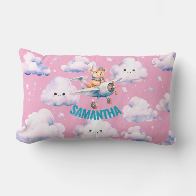 Teddy Bear Aviator  Lumbar Pillow (Front)