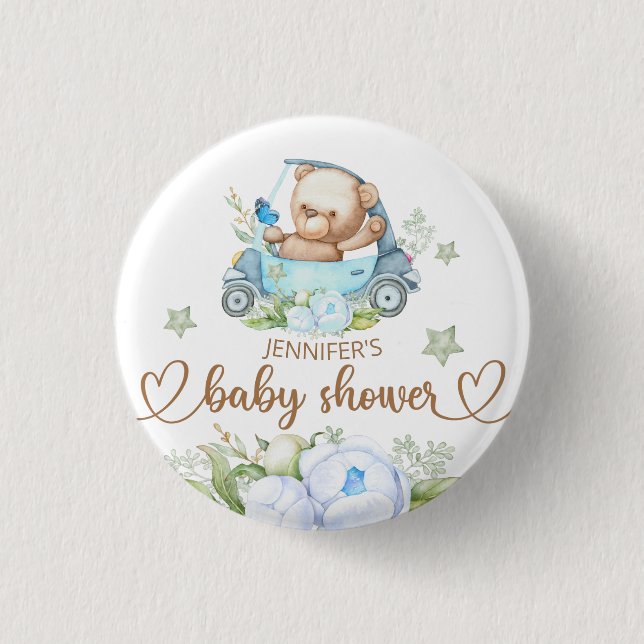 Teddy Bear Baby Bear Baby Shower 3 Cm Round Badge (Front)