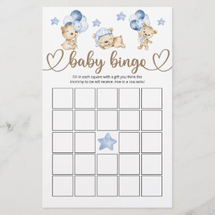 Teddy Bear Baby Bear Baby Shower Bingo Game