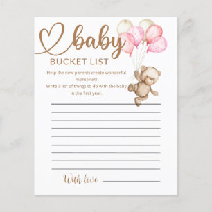 Teddy Bear Baby Bear Baby Shower Bucket List