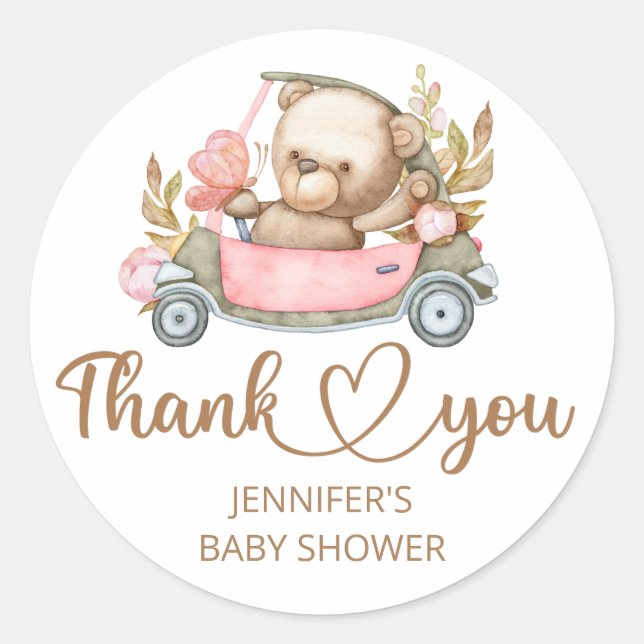 Teddy Bear Baby Bear Baby Shower Classic Round Sticker (Front)