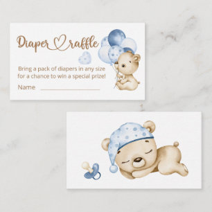 Teddy Bear Baby Bear Baby Shower Diaper Raffle Enclosure Card