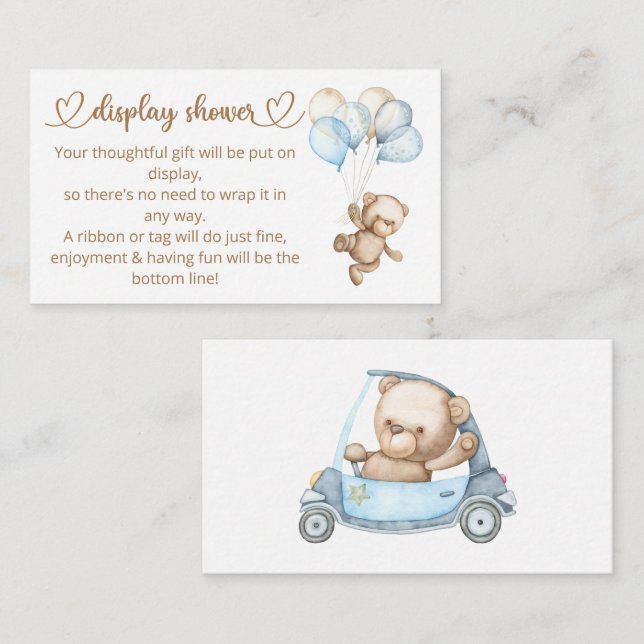 Teddy Bear Baby Bear Baby Shower Enclosure Card (Front/Back)