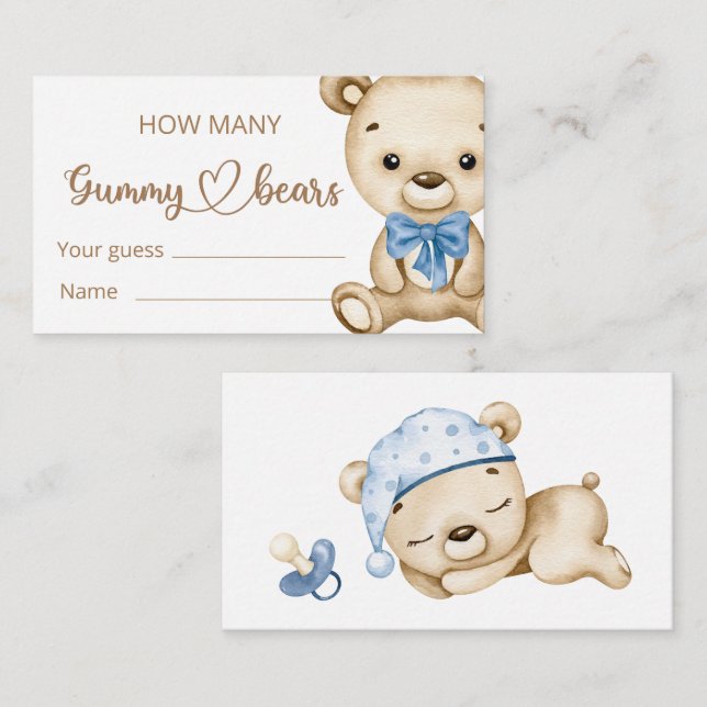 Teddy Bear Baby Bear Baby Shower Enclosure Card (Front/Back)