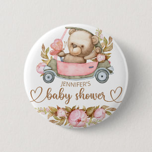 Teddy Bear Baby Bear Baby Shower Floral 6 Cm Round Badge