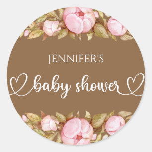 Teddy Bear Baby Bear Baby Shower Floral  Classic R Classic Round Sticker