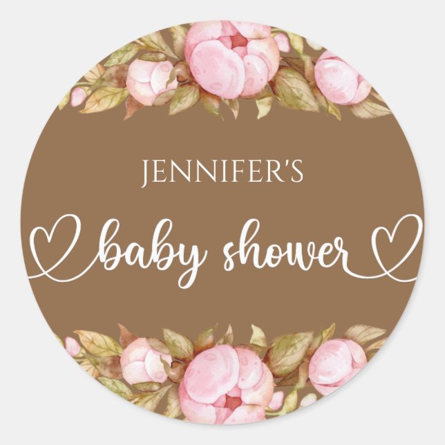 Teddy Bear Baby Bear Baby Shower Floral  Classic R Classic Round Sticker (Front)