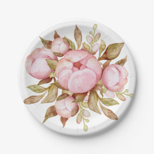 Teddy Bear Baby Bear Baby Shower Floral Paper Plate