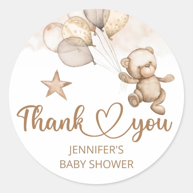 Teddy Bear Baby Bear Gender Neutraal Baby Shower Classic Round Sticker (Front)