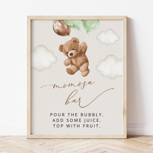 Teddy Bear, Baby Bear, Green Balloons, Momosa Bar Poster (Creator Uploaded)