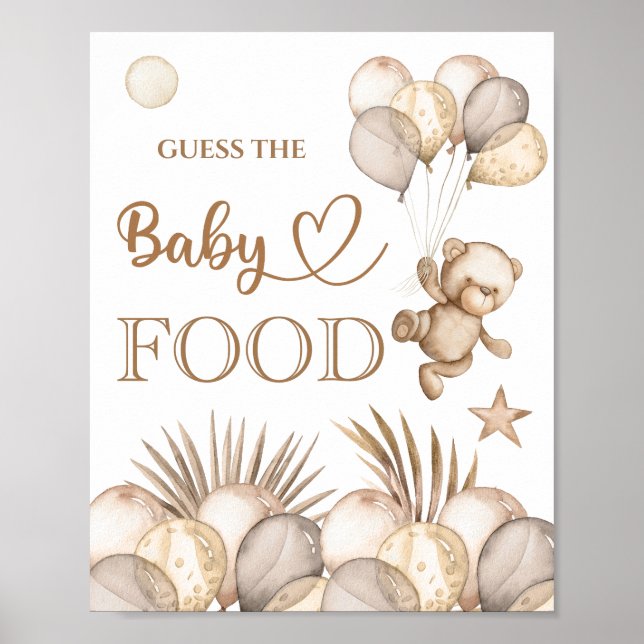 Teddy Bear Baby Bear “Guess the Baby Food” Poster (Front)