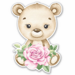 Teddy Bear Baby Bear Pink Cute Animal Sticker
