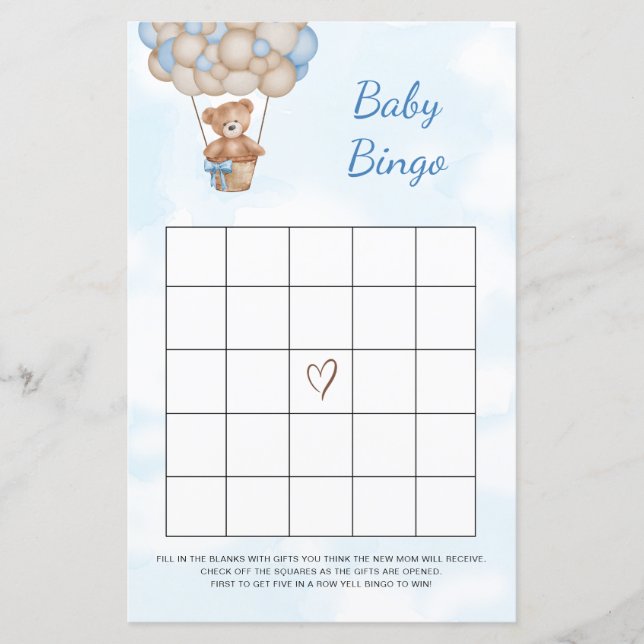 Teddy Bear Baby Bingo Game (Front)