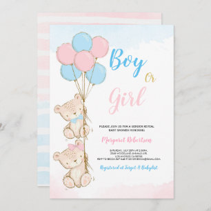 Teddy Bear Baby Boy Girl Shower Invitation