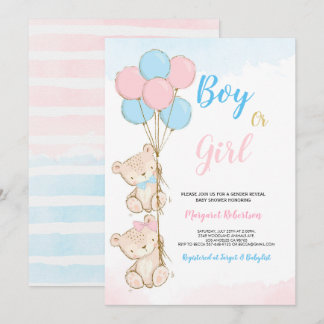 Teddy Bear Baby  Boy Girl  Shower Invitation