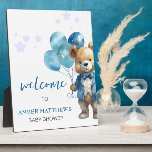 Teddy Bear Baby Boy Shower  Plaque